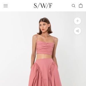 SWF maxi skirt and ruched rose pink cotton crop top bra NWT small reformation
